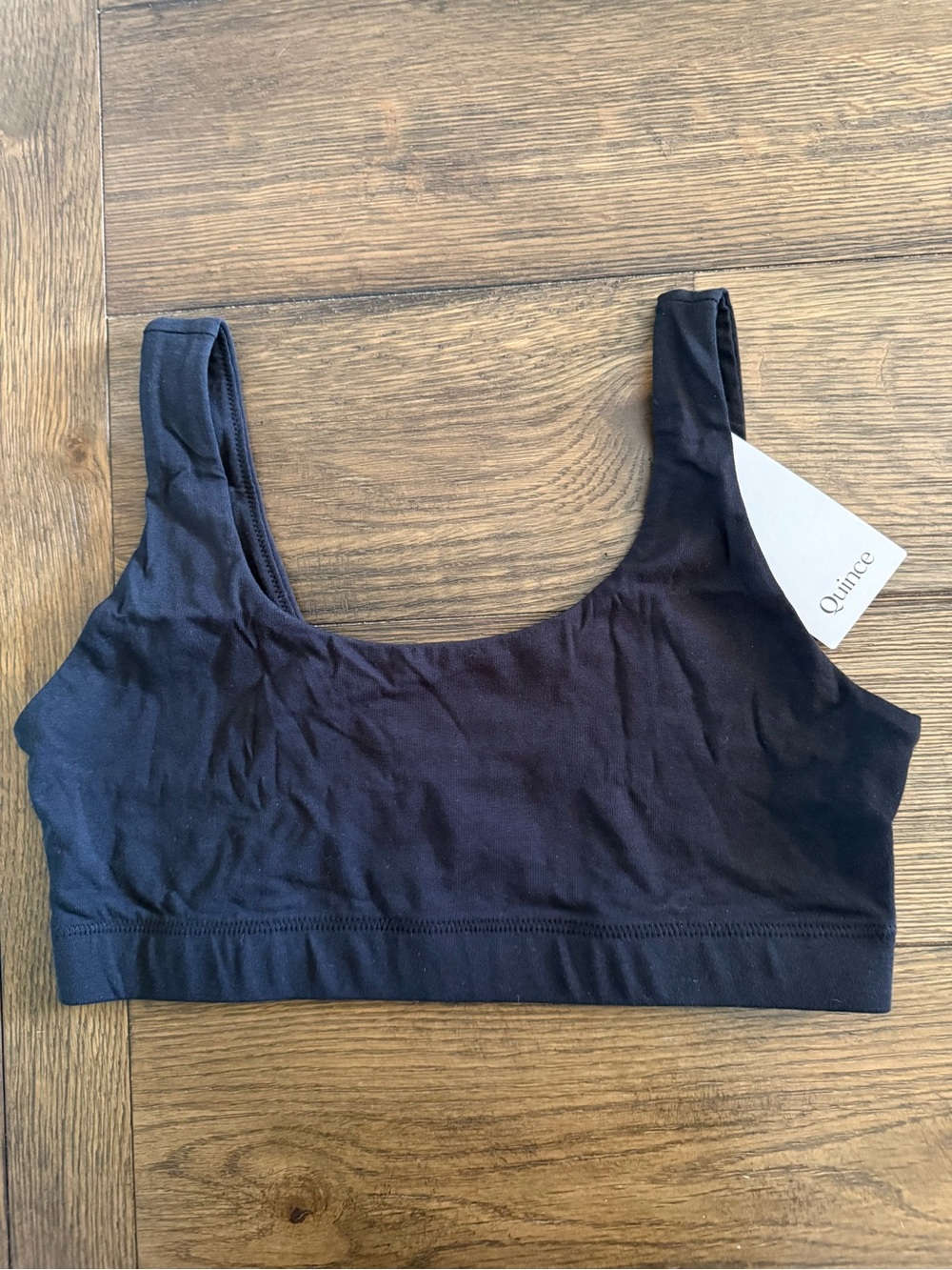 Quince Organic Cotton Lounge Bralette Black Medium Minimalist